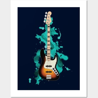 J-style Bass Guitar Sunburst Color Posters and Art